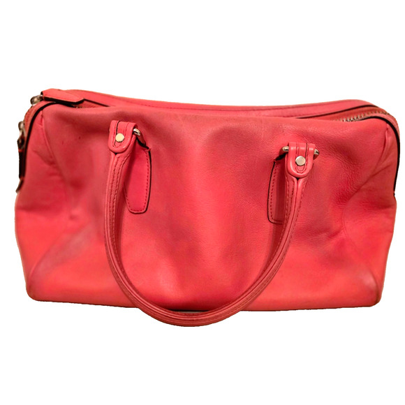 Coach 23574 LEGACY HALEY SATCHEL-Doctor LEATHER In Bright Coral & Silver - Picture 5 of 13